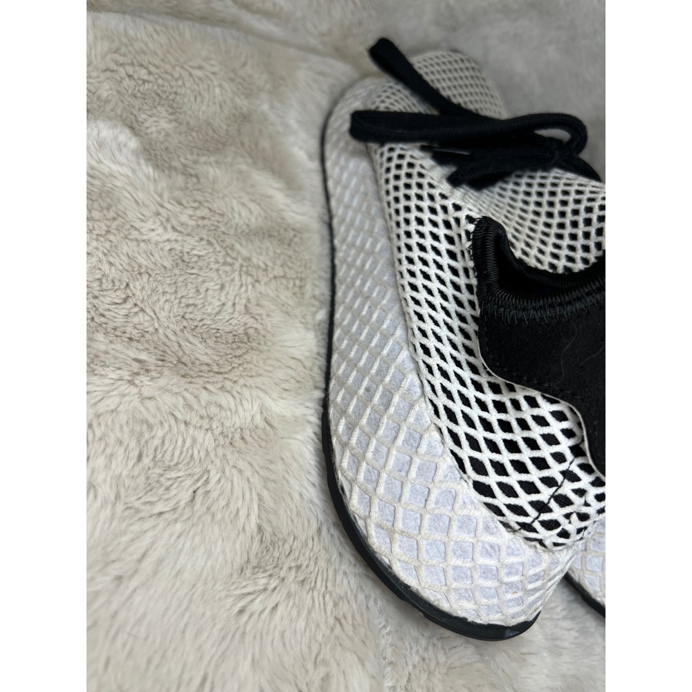 Adidas Mens Deerupt Runner Mesh Webbed Sneakers White Black Blue Size 10 - Picture 10 of 12